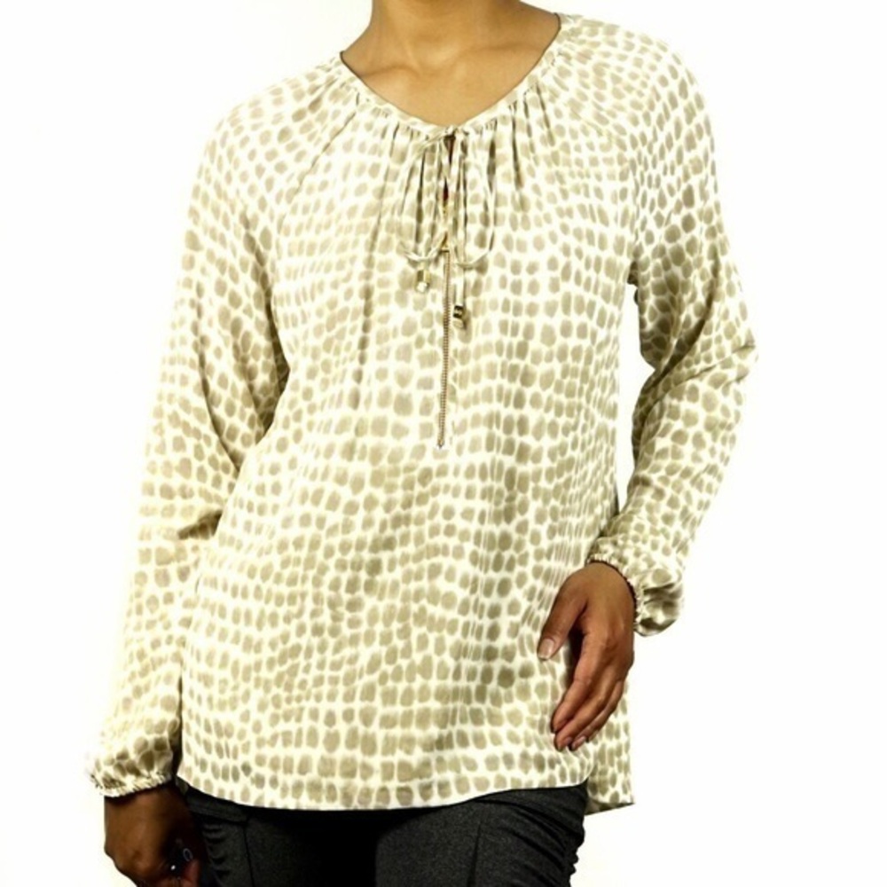MICHAEL Michael Kors Chiffon Printed Zipper Blouse